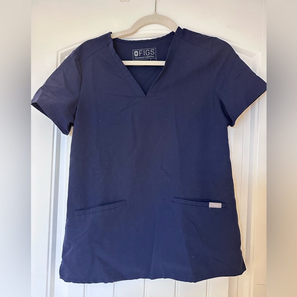 Figs Navy Scrub Top